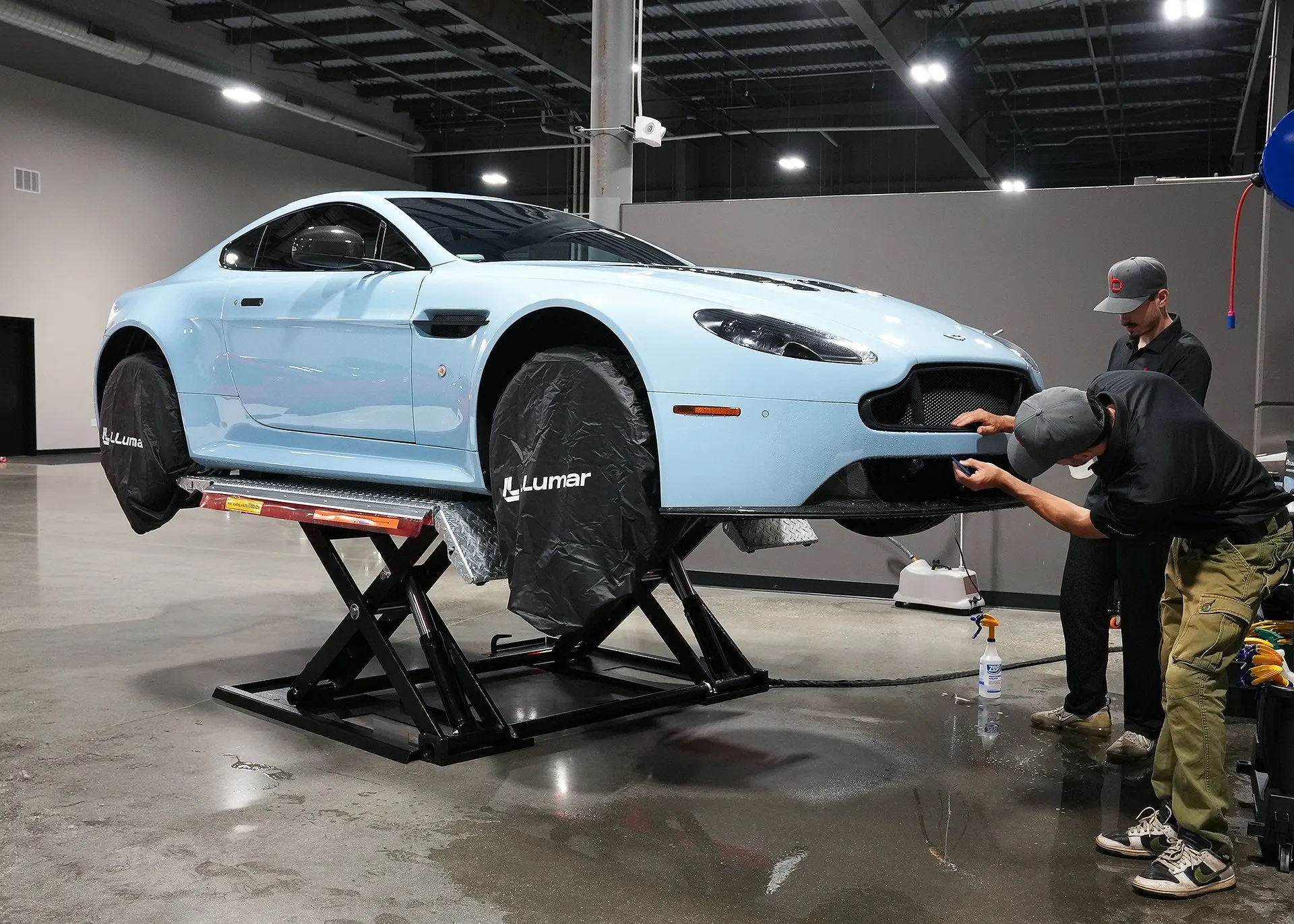 Aston Martin Vantage at the shop